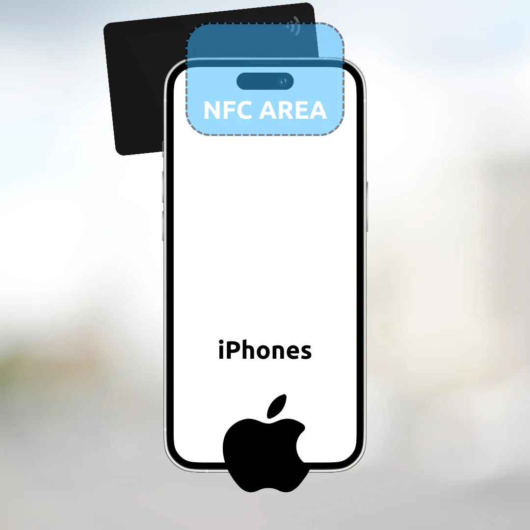 iPhone NFC area — tap near the top edge